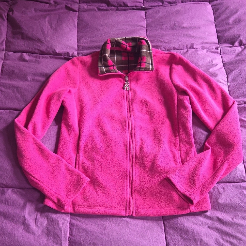 Avon Breast Cancer Awareness Zip Up Fleece Jacket In Bright Barbie Pink Size S/M